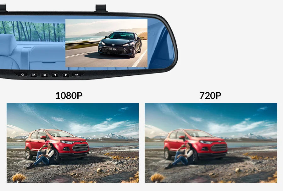 NextGen™ 4.3" Rearview Mirror Dash Cam – Full HD Dual Camera & Parking Monitor