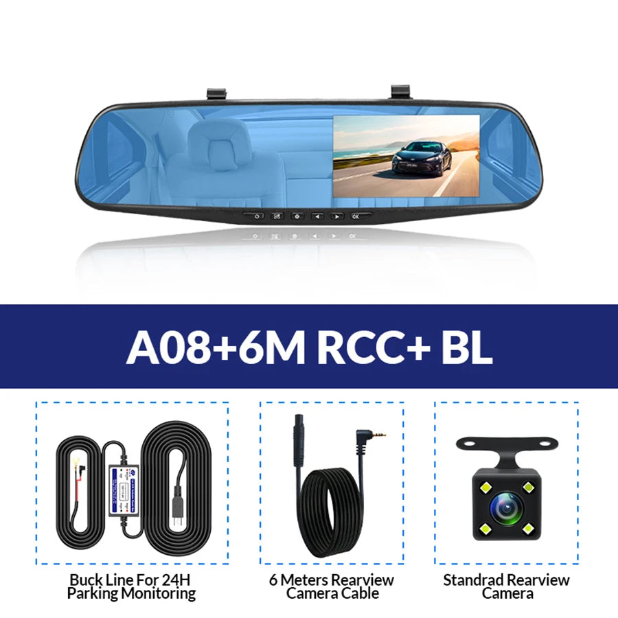 NextGen™ 4.3" Rearview Mirror Dash Cam – Full HD Dual Camera & Parking Monitor