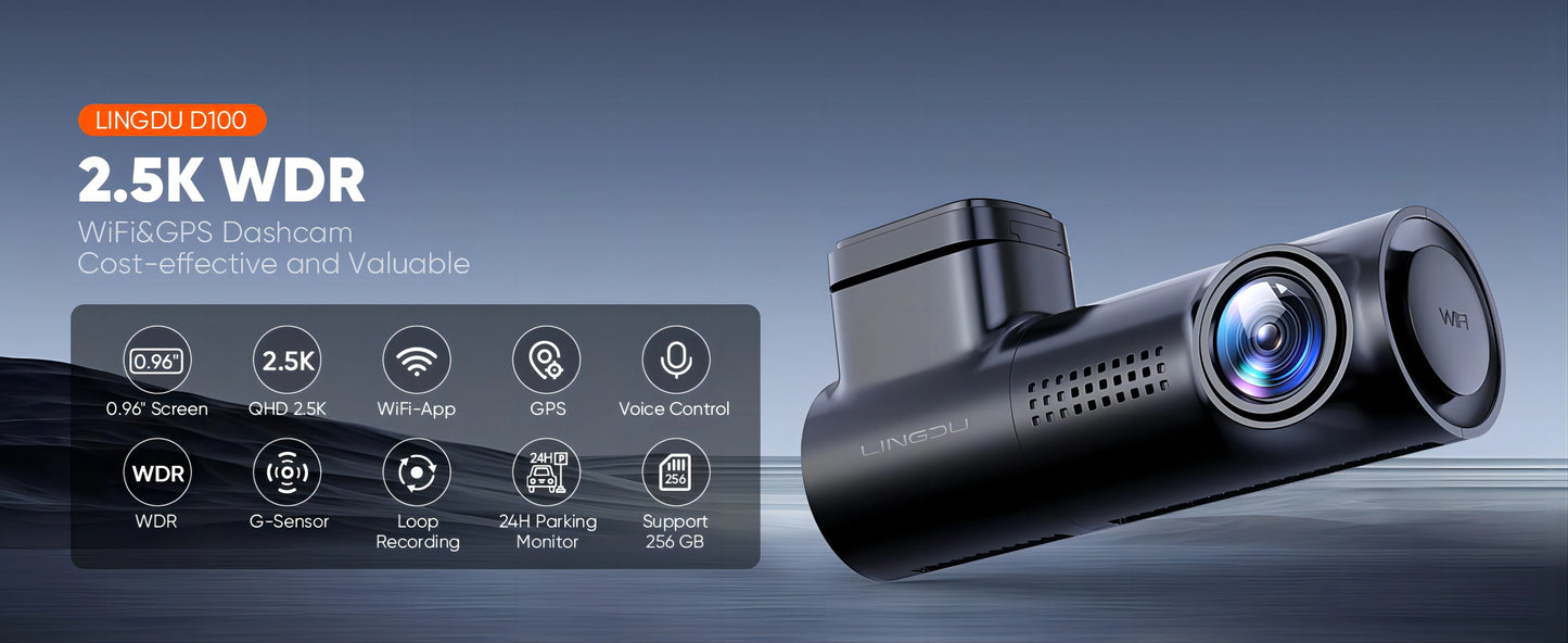 NextGen™ D100 2.5K Dash Cam – Smart GPS, WiFi & Voice Control for Ultimate Road Safety!