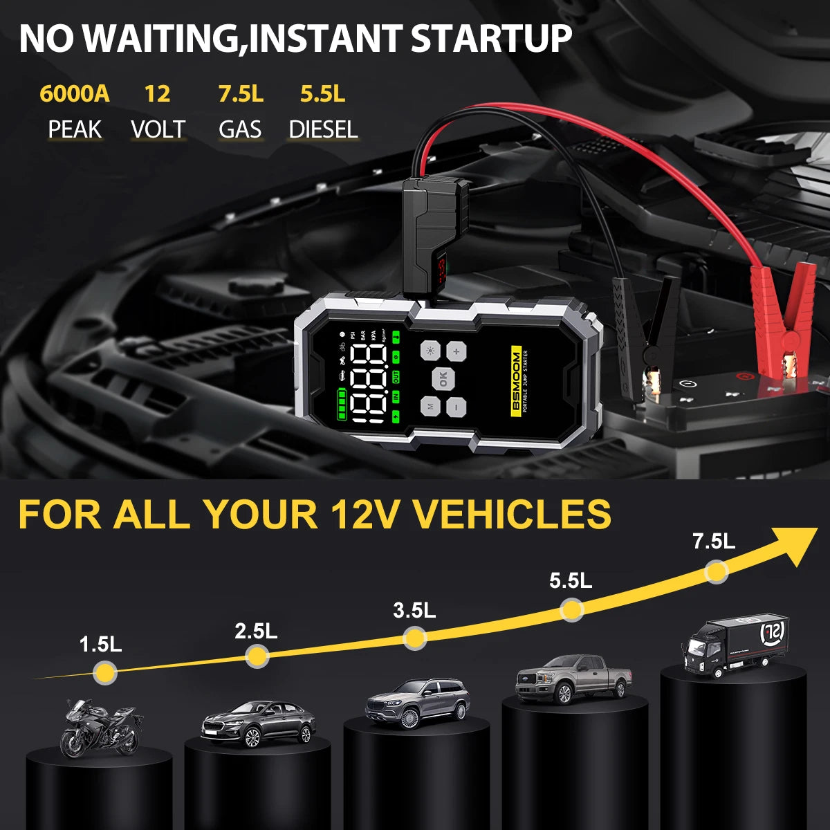 Portable Car Jump Starter With Air Compressor