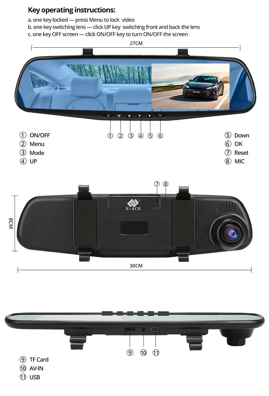 NextGen™ 4.3" Rearview Mirror Dash Cam – Full HD Dual Camera & Parking Monitor