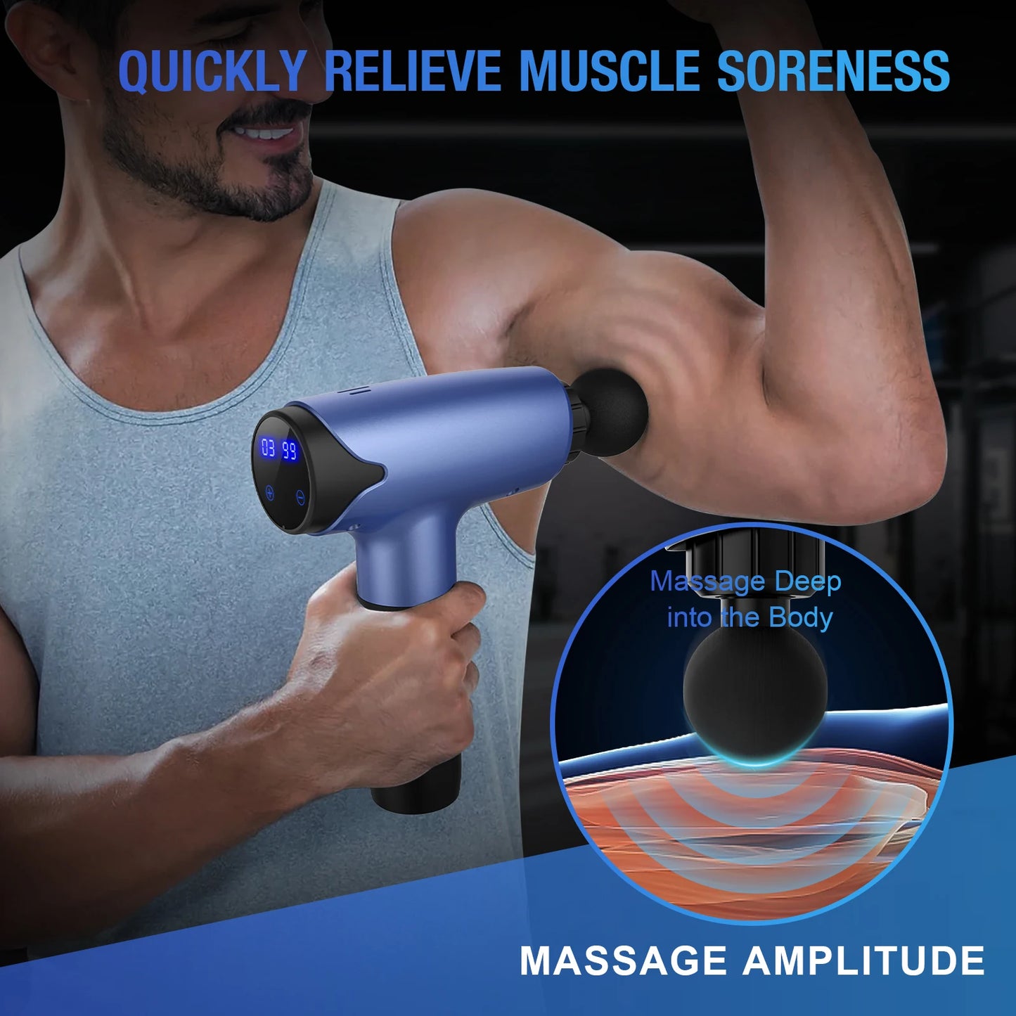 NextGen Massage Gun – 30 Speeds, LED Touch Screen & 10 Massage Heads for Ultimate Muscle Relief!