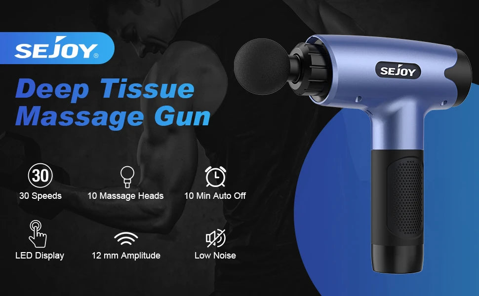 NextGen Massage Gun – 30 Speeds, LED Touch Screen & 10 Massage Heads for Ultimate Muscle Relief!