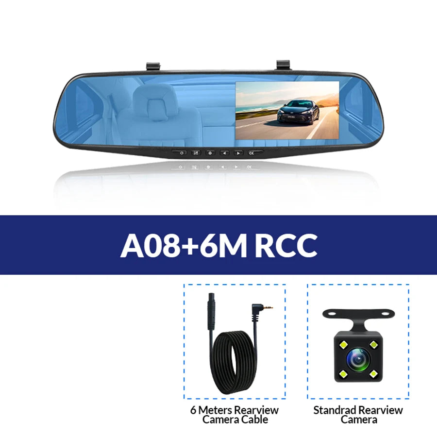 NextGen™ 4.3" Rearview Mirror Dash Cam – Full HD Dual Camera & Parking Monitor