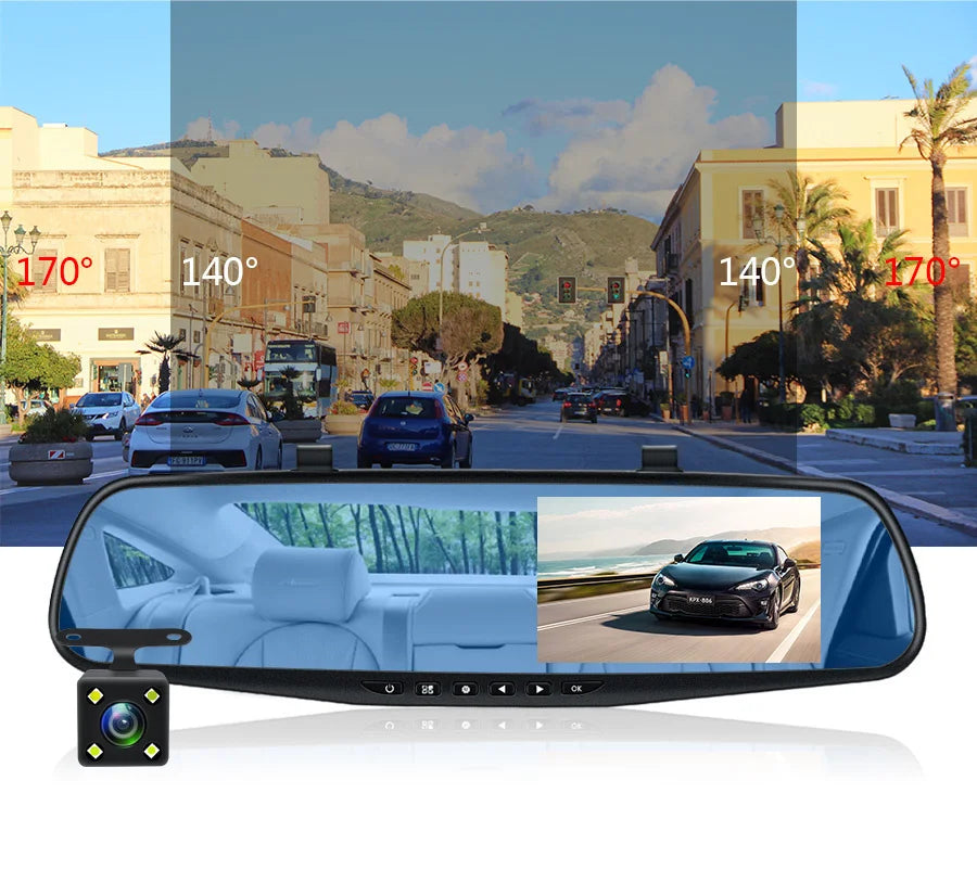 NextGen™ 4.3" Rearview Mirror Dash Cam – Full HD Dual Camera & Parking Monitor