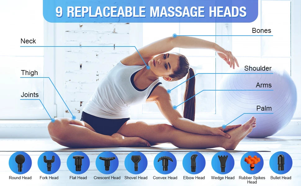 NextGen Massage Gun – 30 Speeds, LED Touch Screen & 10 Massage Heads for Ultimate Muscle Relief!