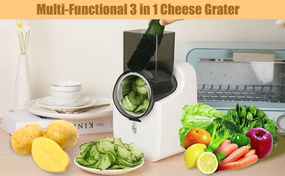 NextGen Electric Cheese Grater Slicker, Electric Salad Maker, Fruit Cutter, Food Processor Spiralizer