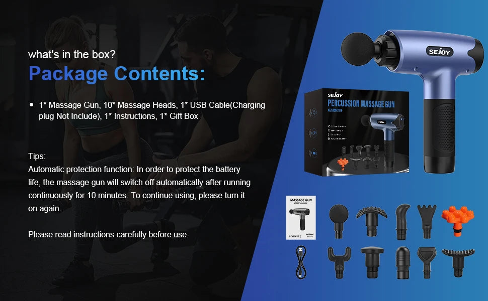 NextGen Massage Gun – 30 Speeds, LED Touch Screen & 10 Massage Heads for Ultimate Muscle Relief!