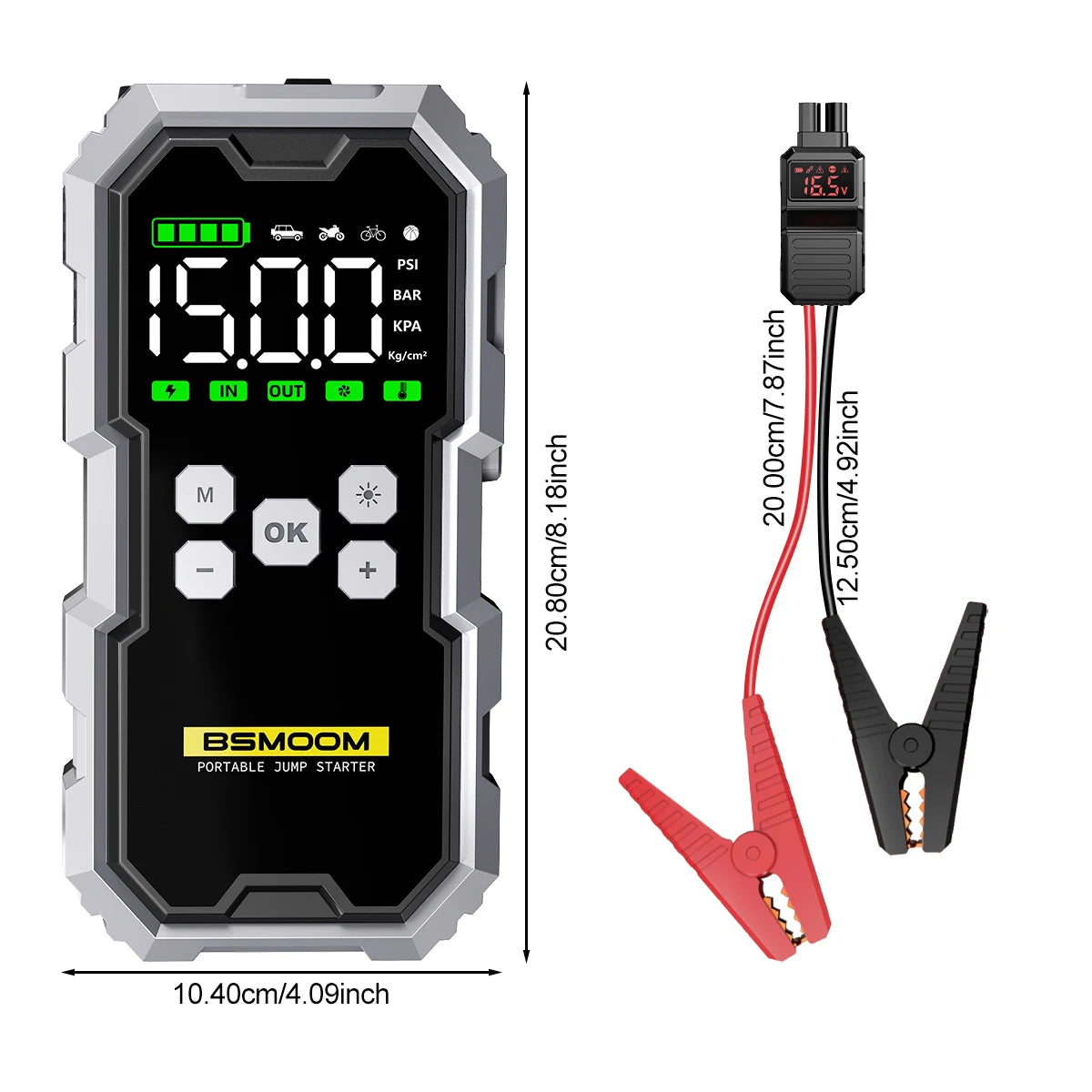 Portable Car Jump Starter With Air Compressor