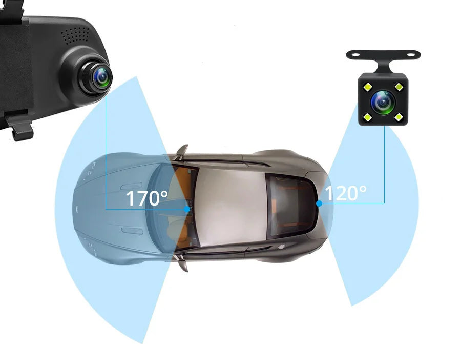 NextGen™ 4.3" Rearview Mirror Dash Cam – Full HD Dual Camera & Parking Monitor